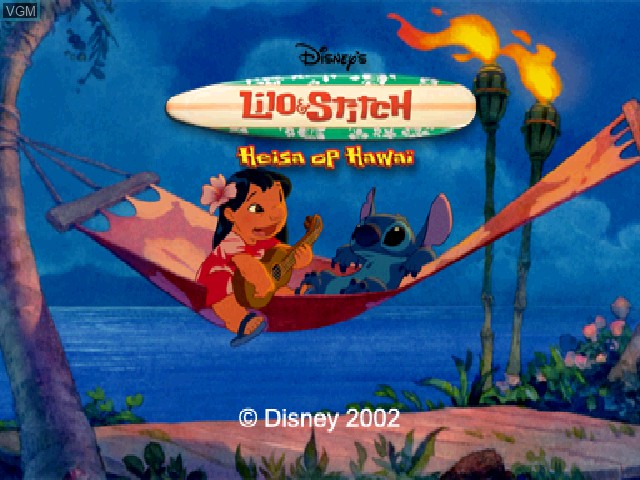 Title screen of the game Lilo & Stitch - Heisa op Hawai on Sony Playstation