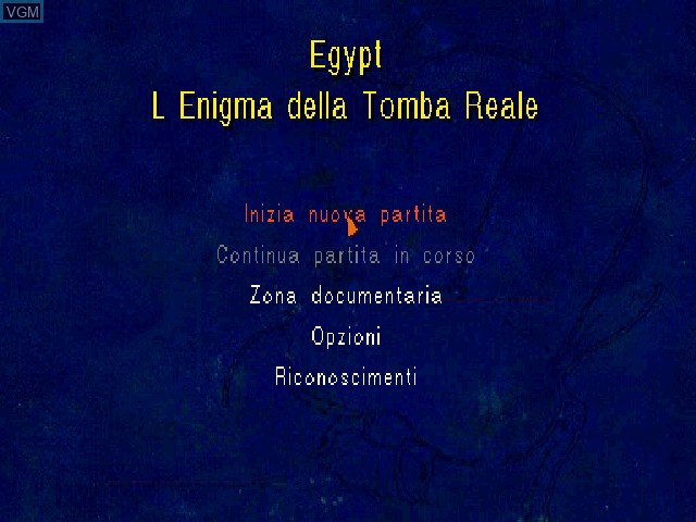 Title screen of the game Egypt 1156 A.C. - L'Enigma Della Tomba Reale on Sony Playstation