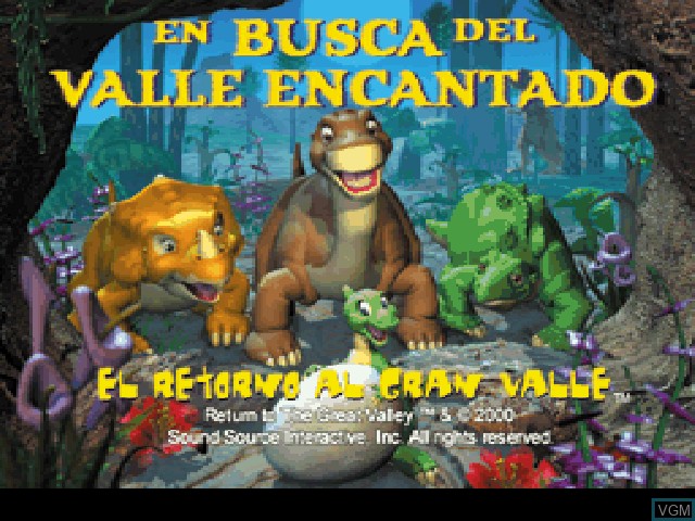 Title screen of the game Busca del Valle Encantado, En - El Retorno al Gran Valle on Sony Playstation
