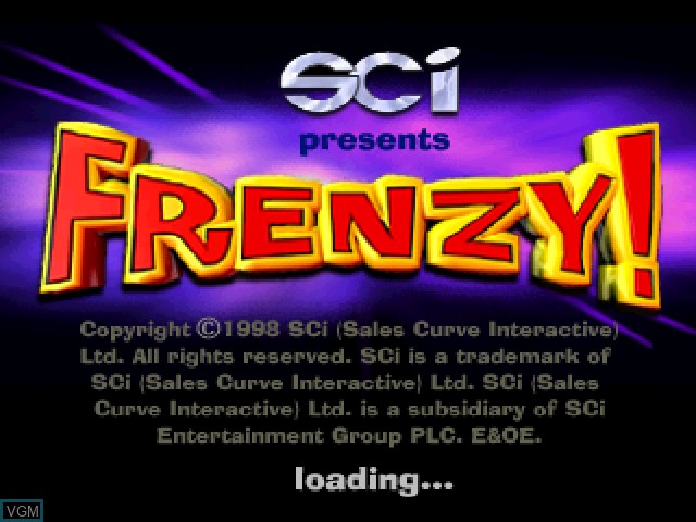 Title screen of the game Frenzy! on Sony Playstation