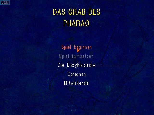 Title screen of the game Grab des Pharao, Das on Sony Playstation