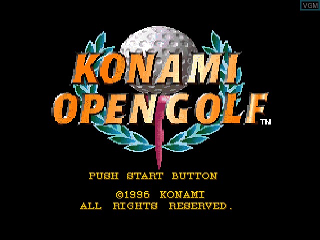 Title screen of the game Konami Open Golf on Sony Playstation