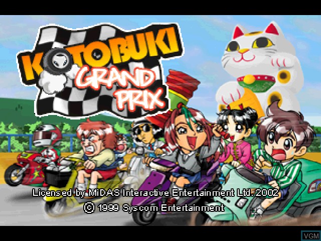 Title screen of the game Kotobuki Grand Prix on Sony Playstation