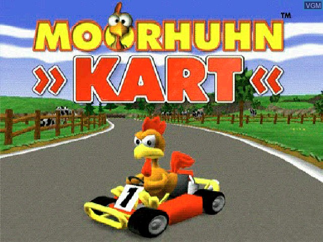Title screen of the game Moorhuhn Kart on Sony Playstation