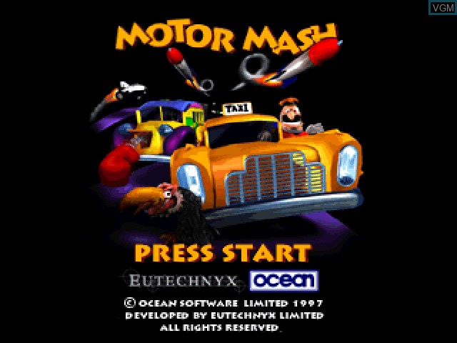 Title screen of the game Motor Mash on Sony Playstation