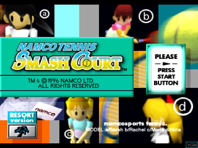 Title screen of the game Namco Tennis Smash Court on Sony Playstation