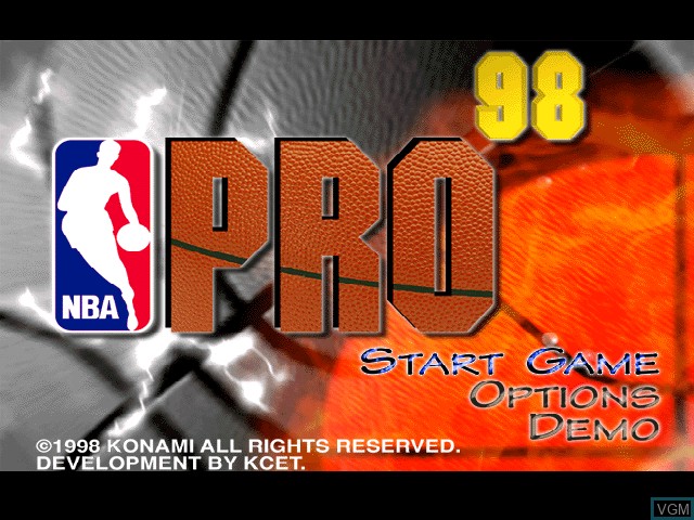 Title screen of the game NBA Pro 98 on Sony Playstation