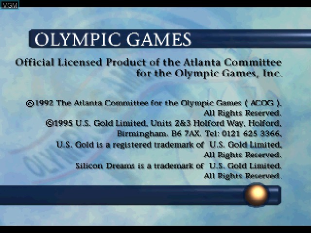 Title screen of the game Olympic Games - Atlanta 1996 on Sony Playstation