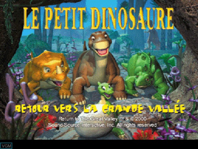 Title screen of the game Petit Dinosaure, Le - Retour vers la Grande Vallée on Sony Playstation