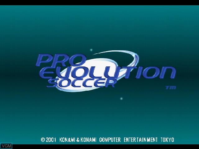 Title screen of the game Pro Evolution Soccer on Sony Playstation