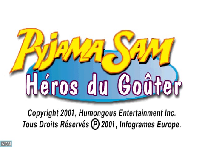 Title screen of the game Pyjama Sam - Héros du Gouter on Sony Playstation
