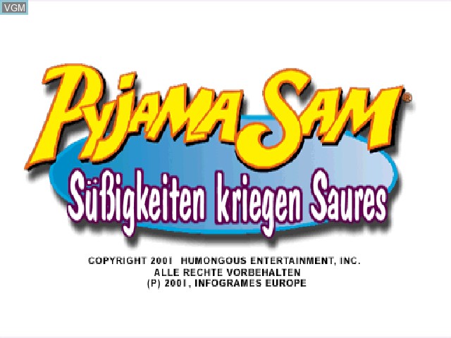 Title screen of the game Pyjama Sam - Suessigkeiten kriegen Saures on Sony Playstation