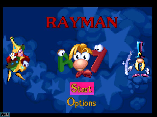 Title screen of the game Rayman Junior - Level 2 on Sony Playstation