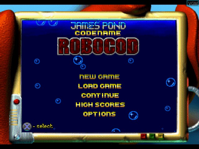 Title screen of the game Robocod - James Pond II on Sony Playstation