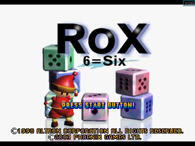 Title screen of the game Rox on Sony Playstation