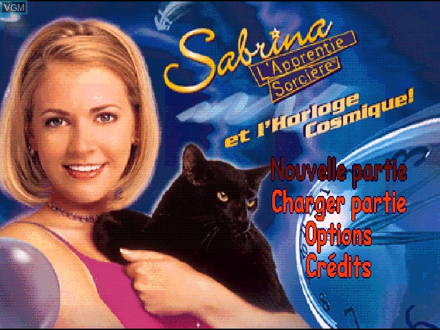 Title screen of the game Sabrina l'Apprentie Sorcière et l'Horloge Cosmique on Sony Playstation