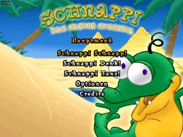 Title screen of the game Schnappi - Das kleine Krokodil - 3 Fun-Games on Sony Playstation