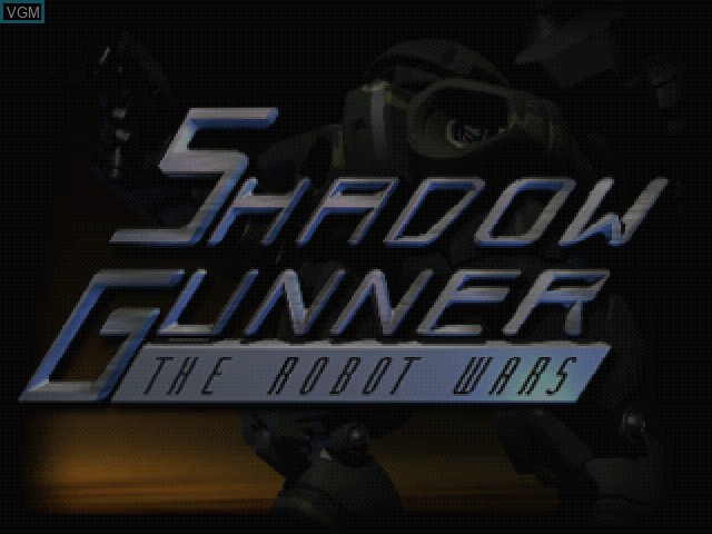 Title screen of the game Shadow Gunner - The Robot Wars on Sony Playstation