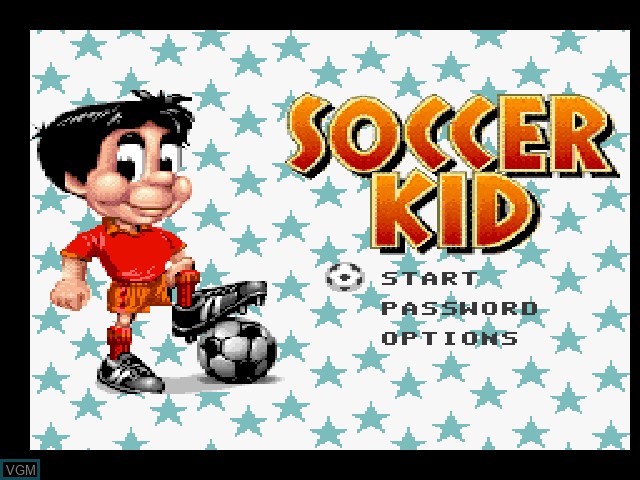 Title screen of the game Soccer Kid on Sony Playstation