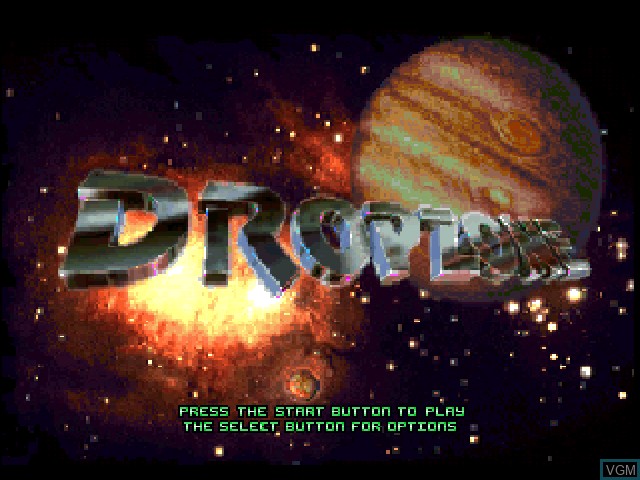 Title screen of the game Super Dropzone - Intergalactic Rescue Mission on Sony Playstation