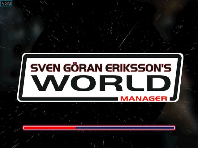 Title screen of the game Sven-Goran Eriksson's World Cup Manager on Sony Playstation