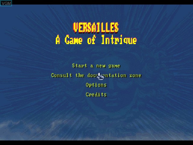 Title screen of the game Versailles - A Game of Intrigue on Sony Playstation