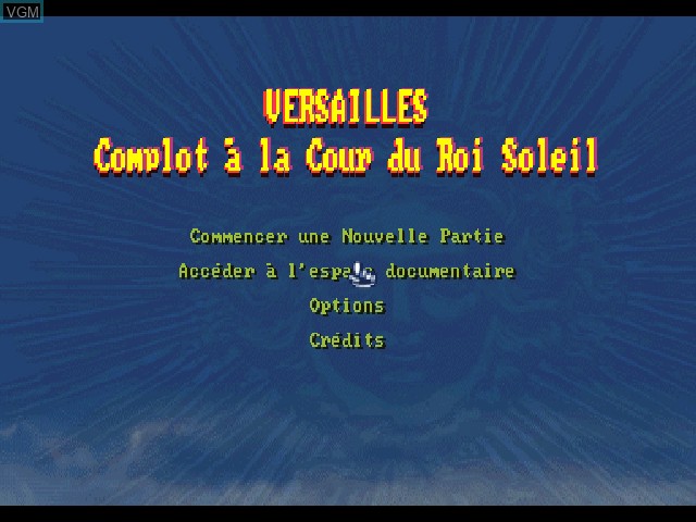 Title screen of the game Versailles - Complot à la Cour du Roi Soleil on Sony Playstation