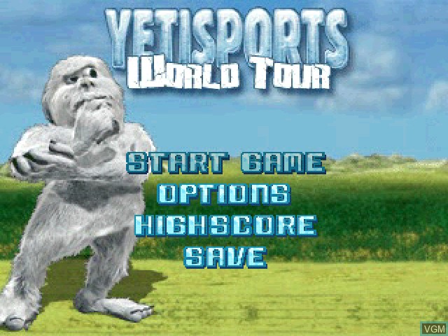 Title screen of the game Yetisports World Tour on Sony Playstation