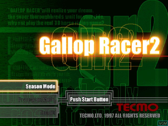 Title screen of the game Gallop Racer 2 - One and Only Road to Victory on Sony Playstation