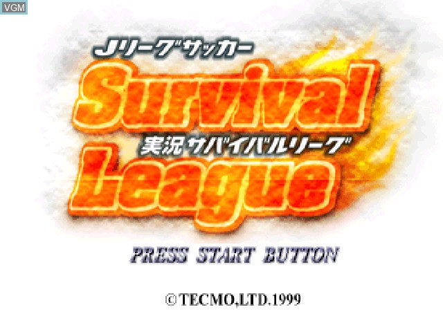 Title screen of the game J.League Soccer - Jikkyou Survival League on Sony Playstation