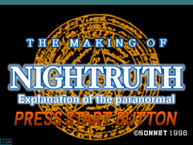 Title screen of the game Making of Nightruth, The on Sony Playstation