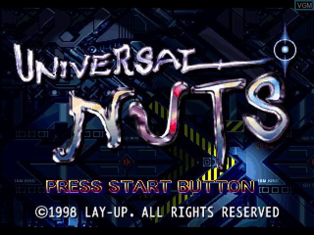 Title screen of the game Universal Nuts on Sony Playstation