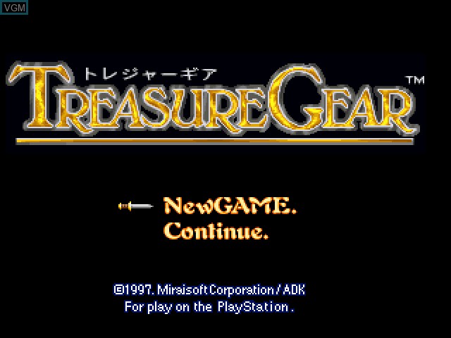 Title screen of the game Treasure Gear on Sony Playstation