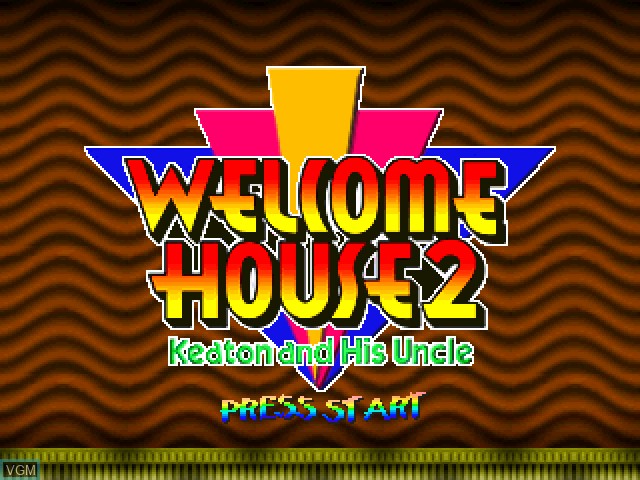Title screen of the game Welcome House 2 - Keaton and his Uncle on Sony Playstation