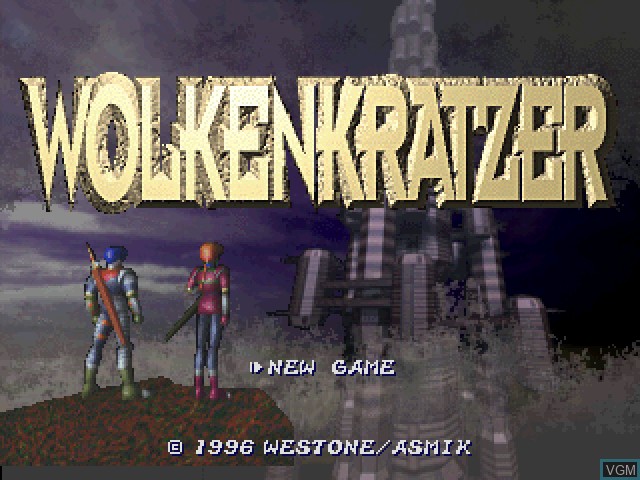 Title screen of the game Wolkenkratzer - Shinpan no Tou on Sony Playstation