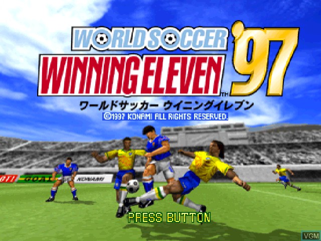 Title screen of the game World Soccer Winning Eleven '97 on Sony Playstation