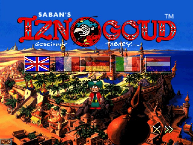 Title screen of the game Iznogoud on Sony Playstation