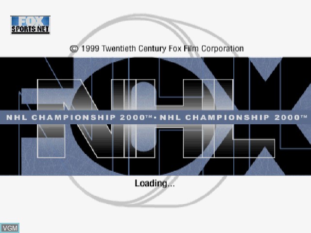 Title screen of the game NHL Championship 2000 on Sony Playstation