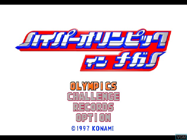 Title screen of the game Hyper Olympic in Nagano on Sony Playstation