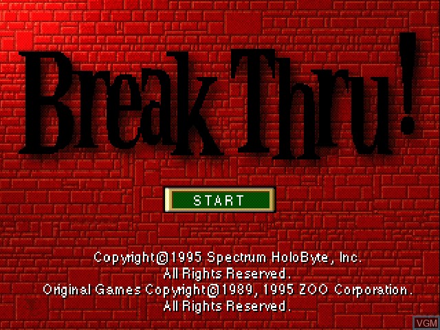 Title screen of the game BreakThru! on Sony Playstation