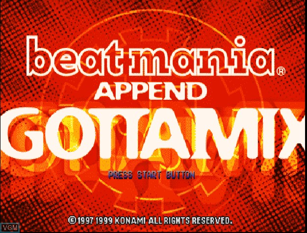 Title screen of the game BeatMania Append GottaMix on Sony Playstation
