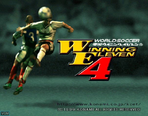 Title screen of the game World Soccer Jikkyou Winning Eleven 4 on Sony Playstation