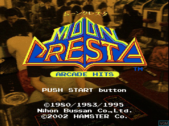 Title screen of the game Arcade Hits - Moon Cresta on Sony Playstation