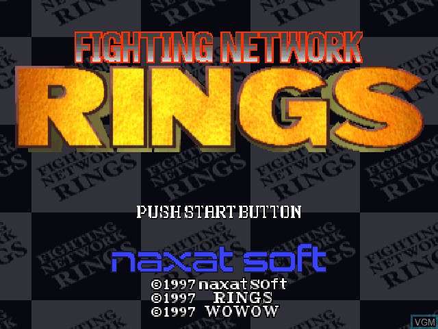 Title screen of the game Fighting Network Rings on Sony Playstation