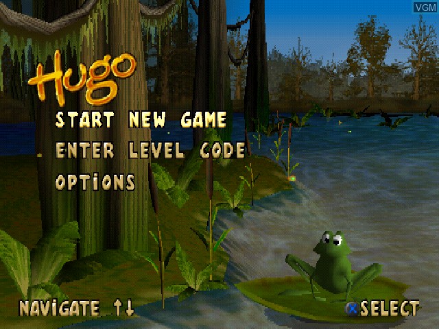 Title screen of the game Hugo - Frog Fighter on Sony Playstation