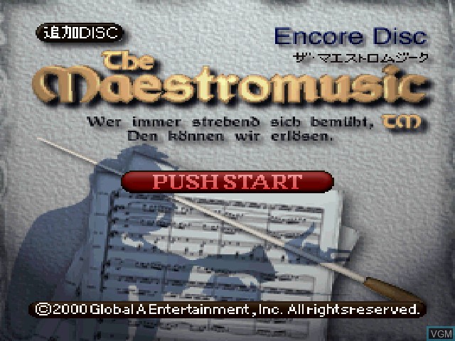 Title screen of the game Maestromusic Encore Disc, The on Sony Playstation