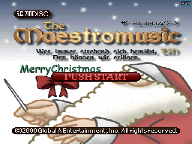 Title screen of the game Maestromusic Merry Christmas Append Disc, The on Sony Playstation