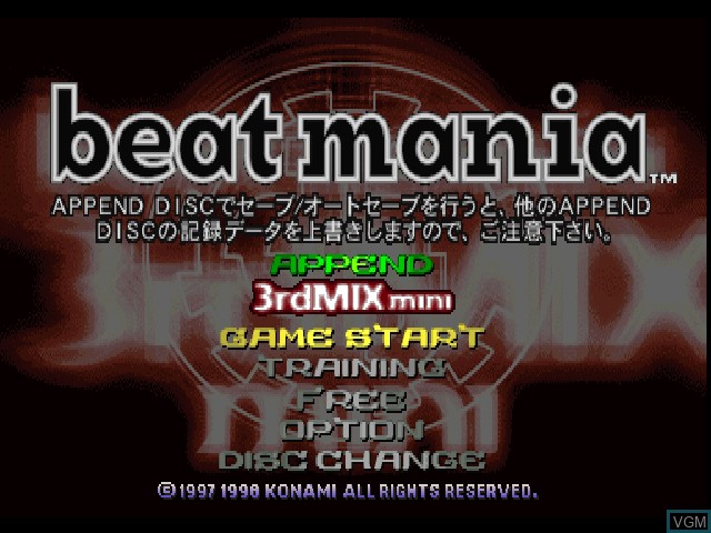 Title screen of the game BeatMania 3rd Mix Mini on Sony Playstation