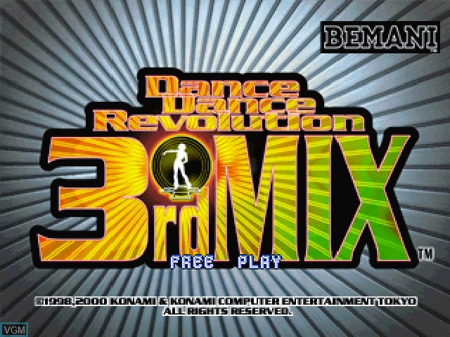 Title screen of the game Dance Dance Revolution 3rd Mix on Sony Playstation