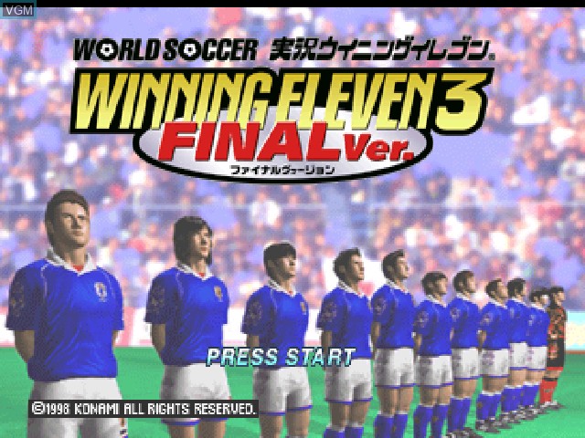 Title screen of the game World Soccer Jikkyou Winning Eleven 3 Final Ver. on Sony Playstation